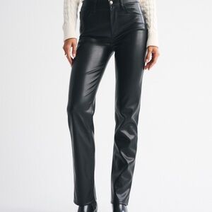 Abercrombie & Fitch Black Ultra High Rise Leather Pants